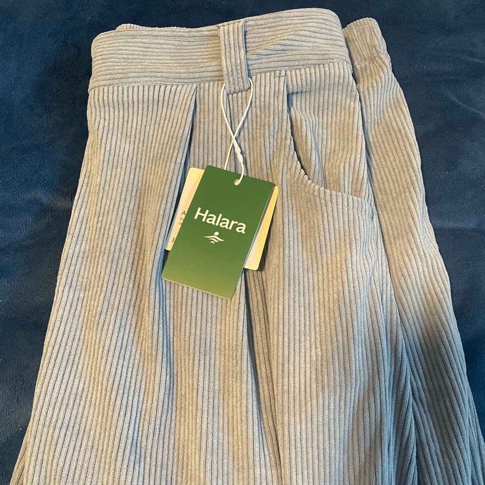 NWT Halara Mid Rise Zipper Pocket Corduroy Casual Pants Cloud Gray Blue Size L - Picture 6 of 7